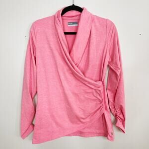 Lija Asymmetical Zip Jacket Heather Pink Ruched 3/4 Sleeve Womens Medium M Golf